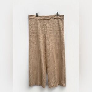 NEW Ann Taylor Dress Pants 12 High Rise Wide Leg Trouser Beige Geo Neutral Work
